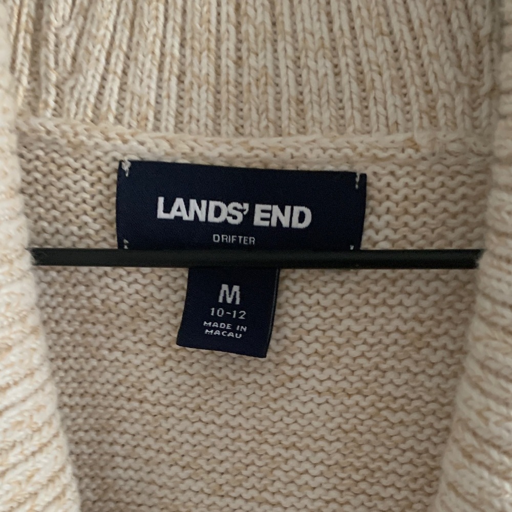 Lands' End Women's Beige and Red Knit Cardigan - Picture 2 of 15